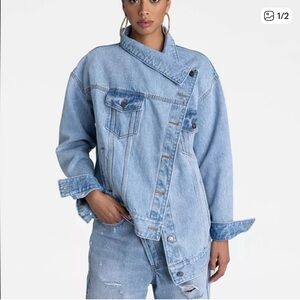 KBB by Kahlana oversized asymmetrical “The Denim Jacket” size 3X. NWT. Trending